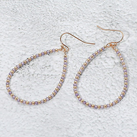 Colored CZ Beaded Open Teardrop Dangle Earrings