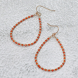 Colored CZ Beaded Open Teardrop Dangle Earrings