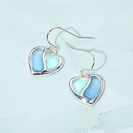 Sea Glass Heart Dangle Earrings