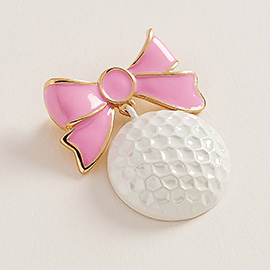 Enamel Golf Ball Bow Pin Brooch