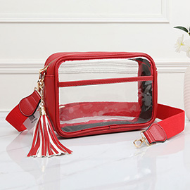 Faux Leather Transparent Rectangular Crossbody Bag