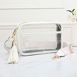 Faux Leather Transparent Rectangular Crossbody Bag
