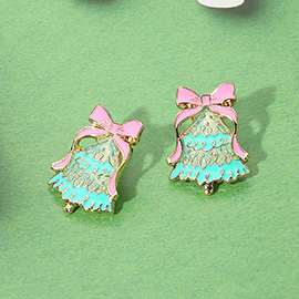 Glittered Enamel Bow Topper Christmas Tree Earrings
