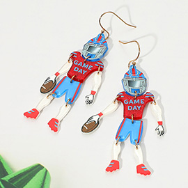Resin GAME DAY Football Player Dangle Earrings