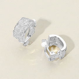 Shimmer Finish Textured Metal Clip On Earrings