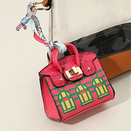 House Printed Faux Leather Elegant and Stylish Mini Purse Bag Charm