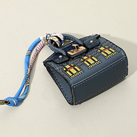 House Printed Faux Leather Elegant and Stylish Mini Purse Bag Charm