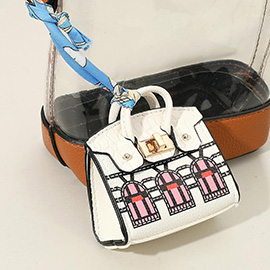 House Printed Faux Leather Elegant and Stylish Mini Purse Bag Charm