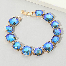 Cushion Square Stone Link Evening Bracelet