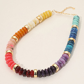Chunky Resin Disc Beaded Necklace