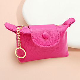 Solid Compact Keychain Mini Wallet Pouch Bag