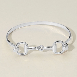 Sleek Metal Equestrian Inspired Horsebit Bangle Bracelet