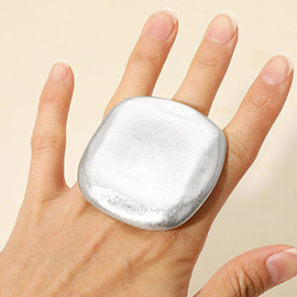 Oversized Brushed Metal Square Stretch Ring