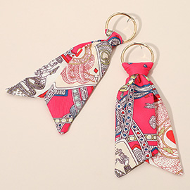 Abstract Printed Scarf Drop Earrings