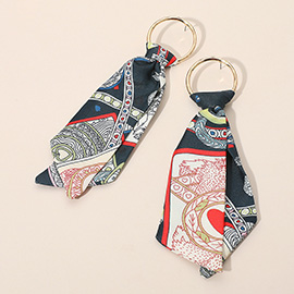 Abstract Printed Scarf Drop Earrings