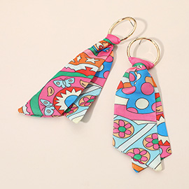 Abstract Printed Scarf Drop Earrings