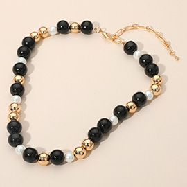 Pearl Chunky Polished Ball Beaded Necklace