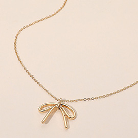 Metal Bow Pendant Necklace