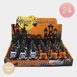 24PCS - Light Up Halloween Skull Pumpkin Lantern Keychains / Bag Charms