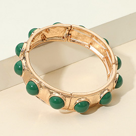 Bead Embellished Hammered Metal Stretch Bracelet