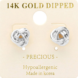 14K Gold Dipped Metal Knot Stud Earrings