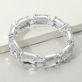 Emerald Cut Stone Stretch Evening Bracelet