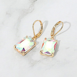 Rectangular Glass Stone Drop Dangle Earrings