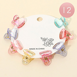 12 SET OF 8 - Mini Colorful Heart Hair Claw Clips