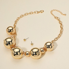 Chunky Metal Beaded Statement Necklace