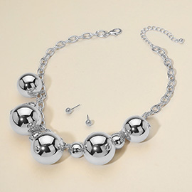 Chunky Metal Beaded Statement Necklace