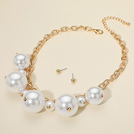 Chunky Pearl Charm Station Statement Necklace