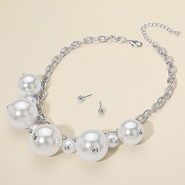 Chunky Pearl Charm Station Statement Necklace