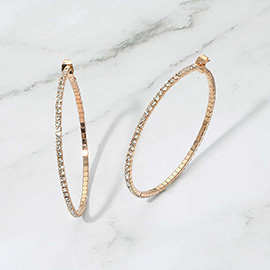 50mm Rhinestone Paved Hoop Earrings