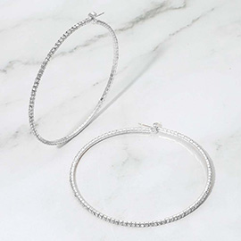 70mm Rhinestone Paved Hoop Earrings