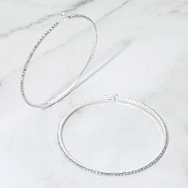 70mm Rhinestone Paved Hoop Earrings