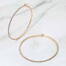 70mm Rhinestone Paved Hoop Earrings