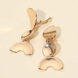 Modern Geometric Metal Drop Clip On Earrings