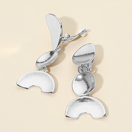 Modern Geometric Metal Drop Clip On Earrings