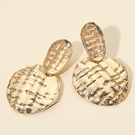 Textured Metal Disc Drop Earrings