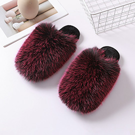Fluffy Faux Fox Fur Indoor Floor Slippers