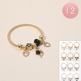 12PCS - Flower Heart Dolphin Charm Stretch Bracelets