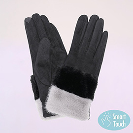 Faux Fur Cuff Smart Touch Gloves