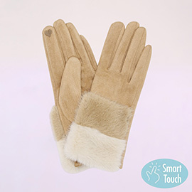 Faux Fur Cuff Smart Touch Gloves