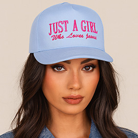 JUST A GIRL Message Embroidered Five Panel Canvas Snapback Baseball Cap