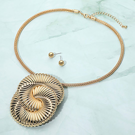 Bold Metal Spiral Pendant Accent Statement Necklace