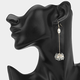 Pearl Bead Delicate Chain Dangling Floral Earrings