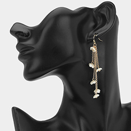 Floral Charm Layered Chain Drop Earrings