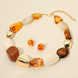 Chunky Resi Metal Beaded Statement Necklace