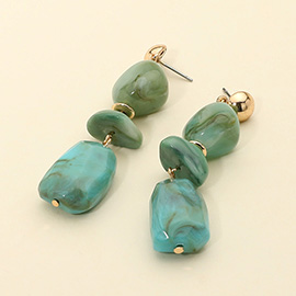 Geometric Chunky Marbled Resin Pebble Drop Earrings