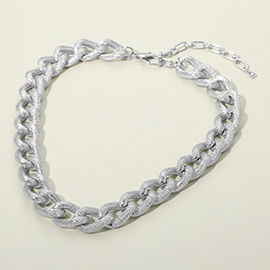 Chunky Textured Metal Chain Necklace